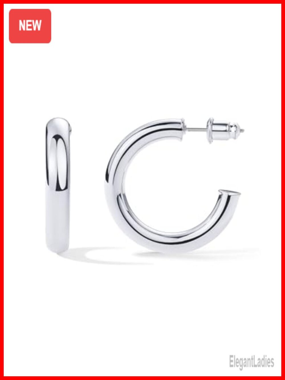 Chunky Gold Hoop Earrings Lightweight 14K Gold Plated